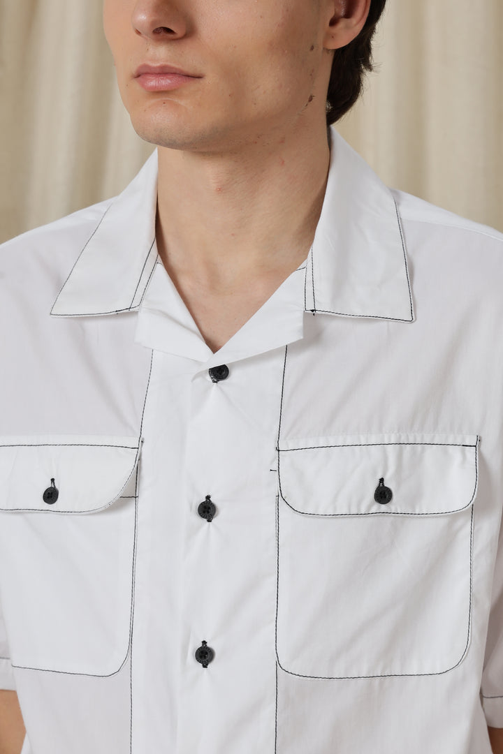 Contrasting Thread: White Oversized Shirt