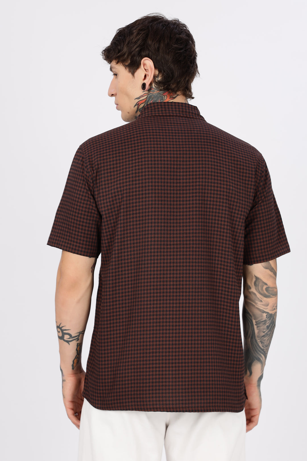 Gramophone: Embroidery Brown Cuban Shirt