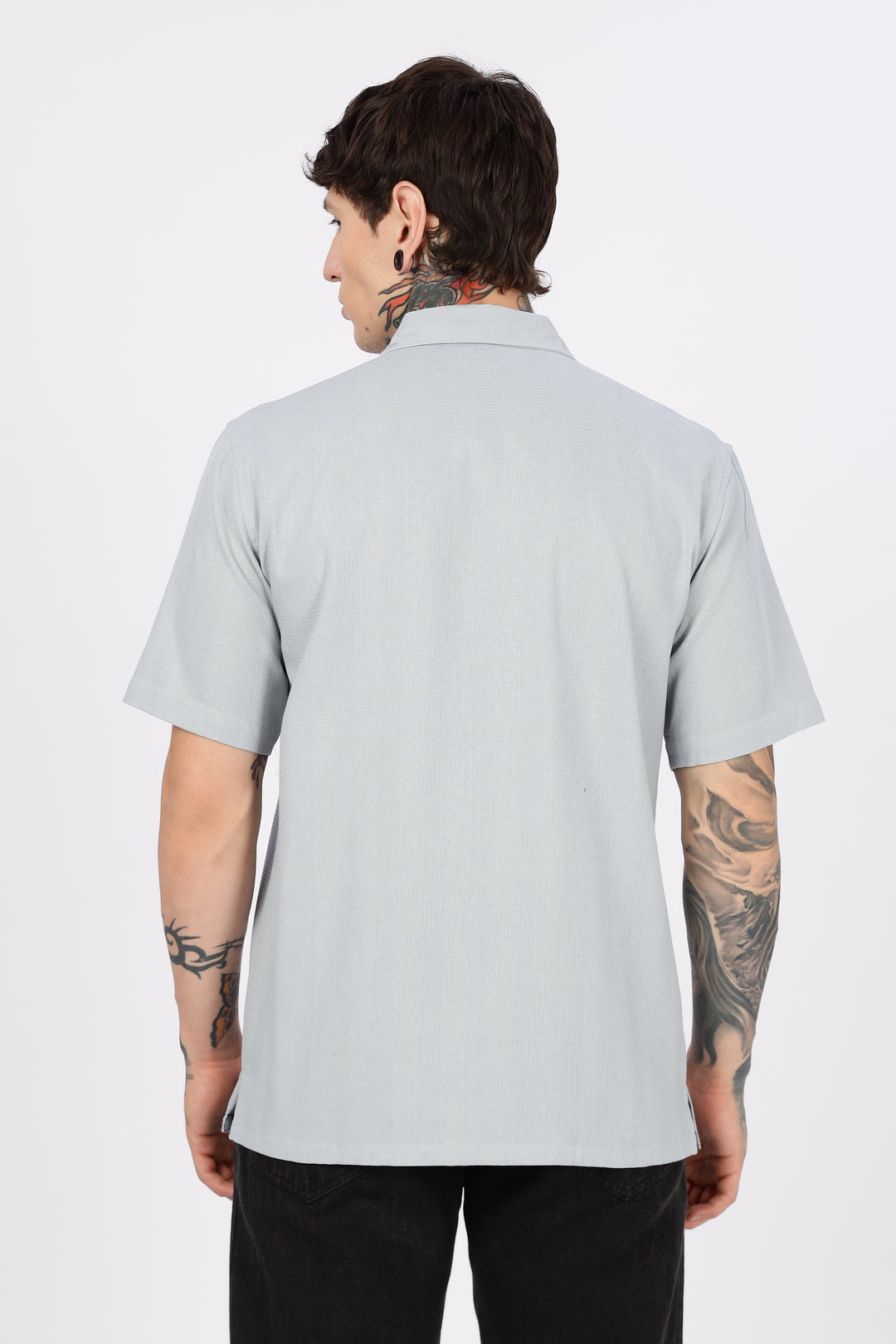 Heritage : Embroidery Textured fabric Cuban Cotton Shirt