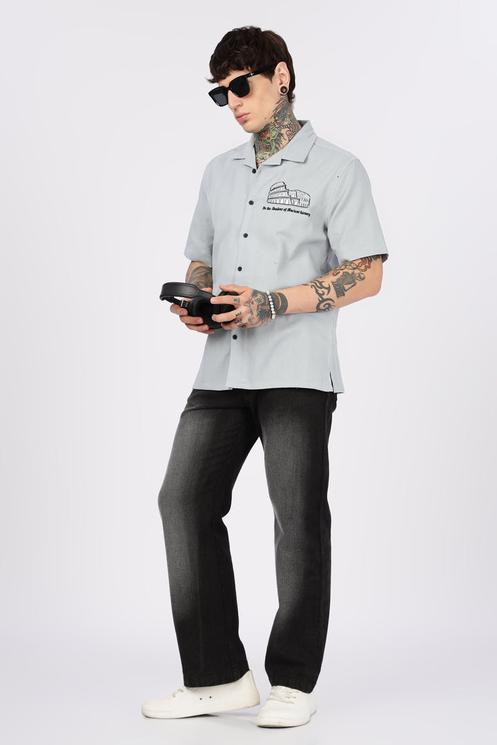 Heritage : Embroidery Textured fabric Cuban Cotton Shirt
