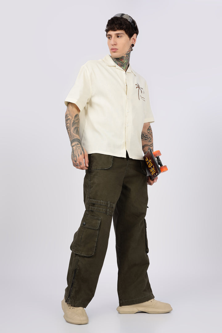 Olive Dyed Cargo Pants