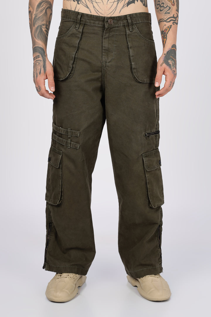 Olive Dyed Cargo Pants