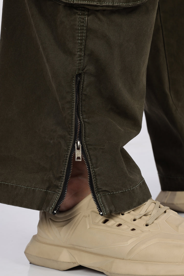 Olive Dyed Cargo Pants