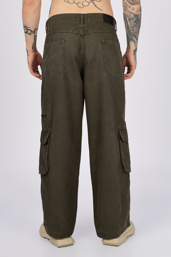 Olive Dyed Cargo Pants
