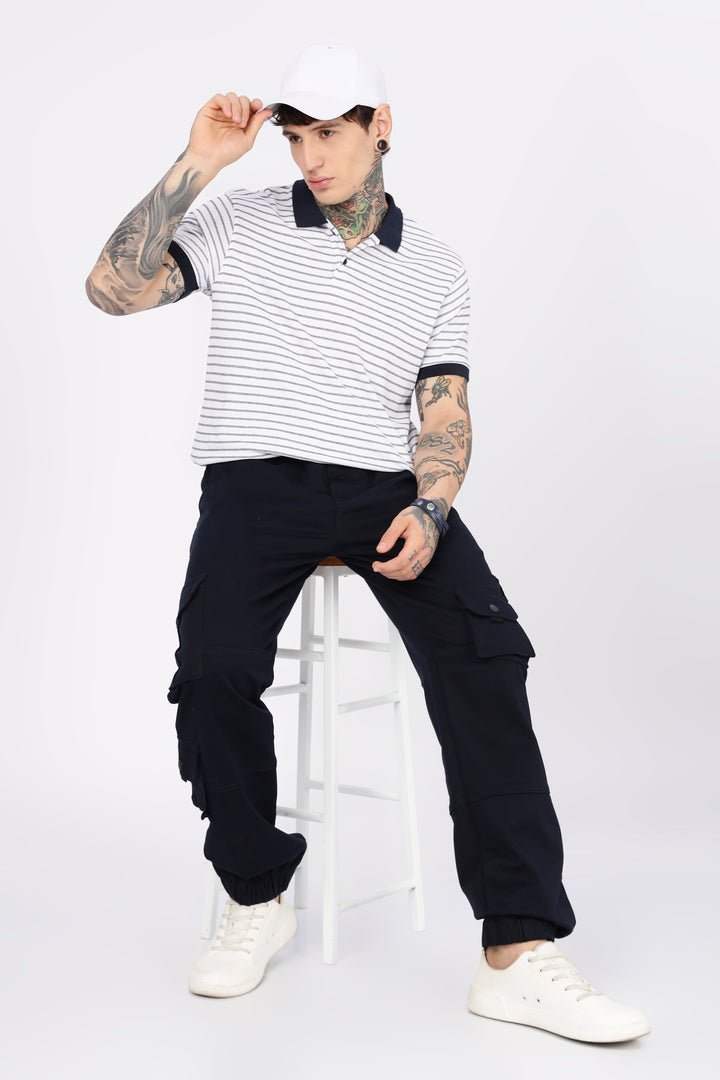 Black & White Stripes Polo T-shirt