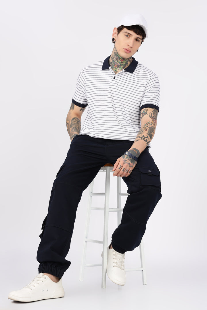 Black & White Stripes Polo T-shirt