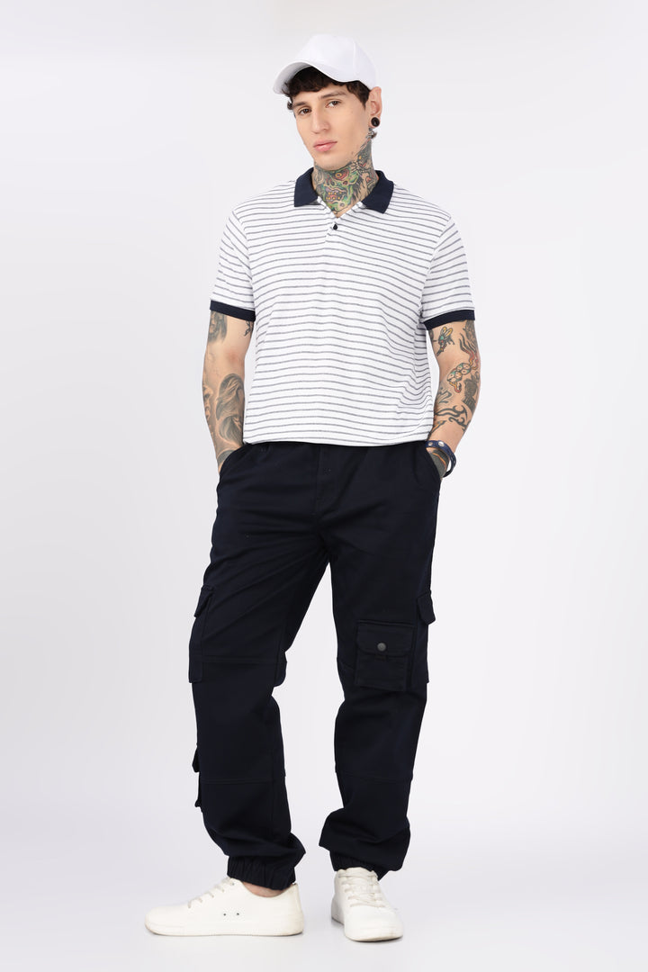Black & White Stripes Polo T-shirt