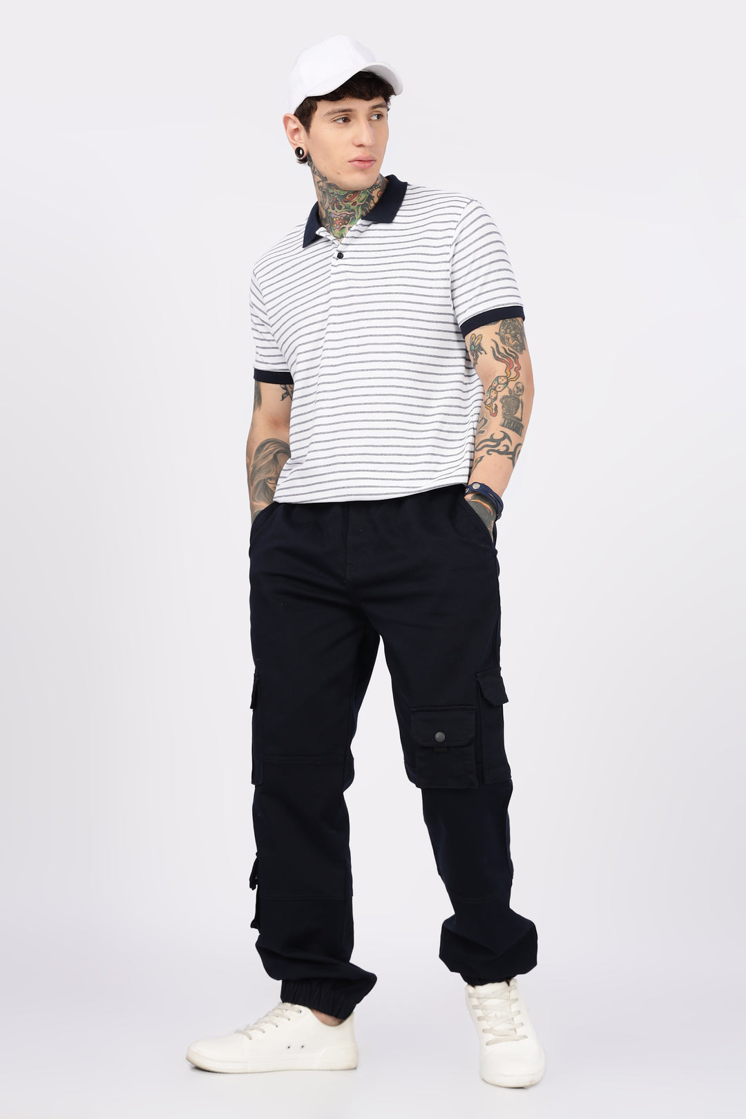 Black & White Stripes Polo T-shirt