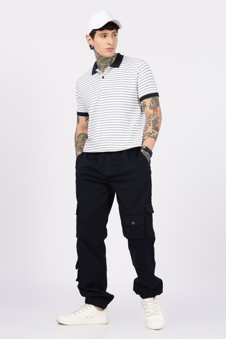 Black & White Stripes Polo T-shirt