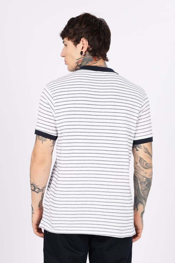 Black & White Stripes Polo T-shirt
