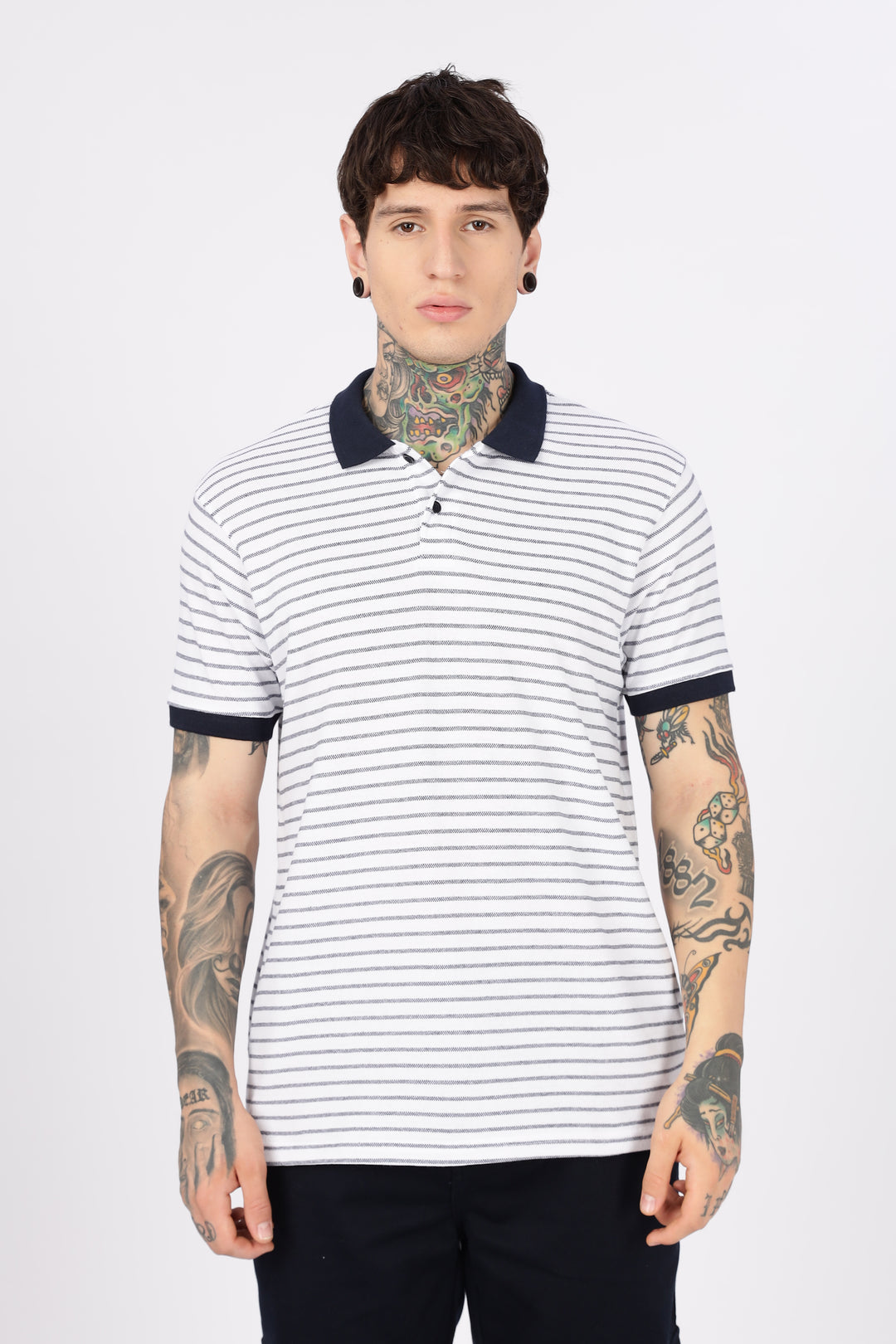 Black & White Stripes Polo T-shirt