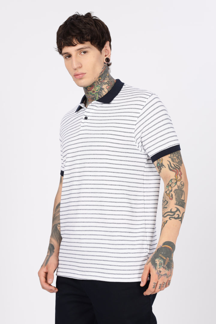 Black & White Stripes Polo T-shirt