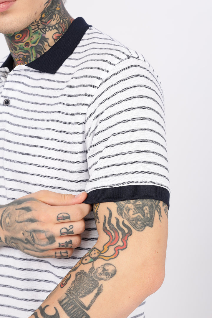 Black & White Stripes Polo T-shirt