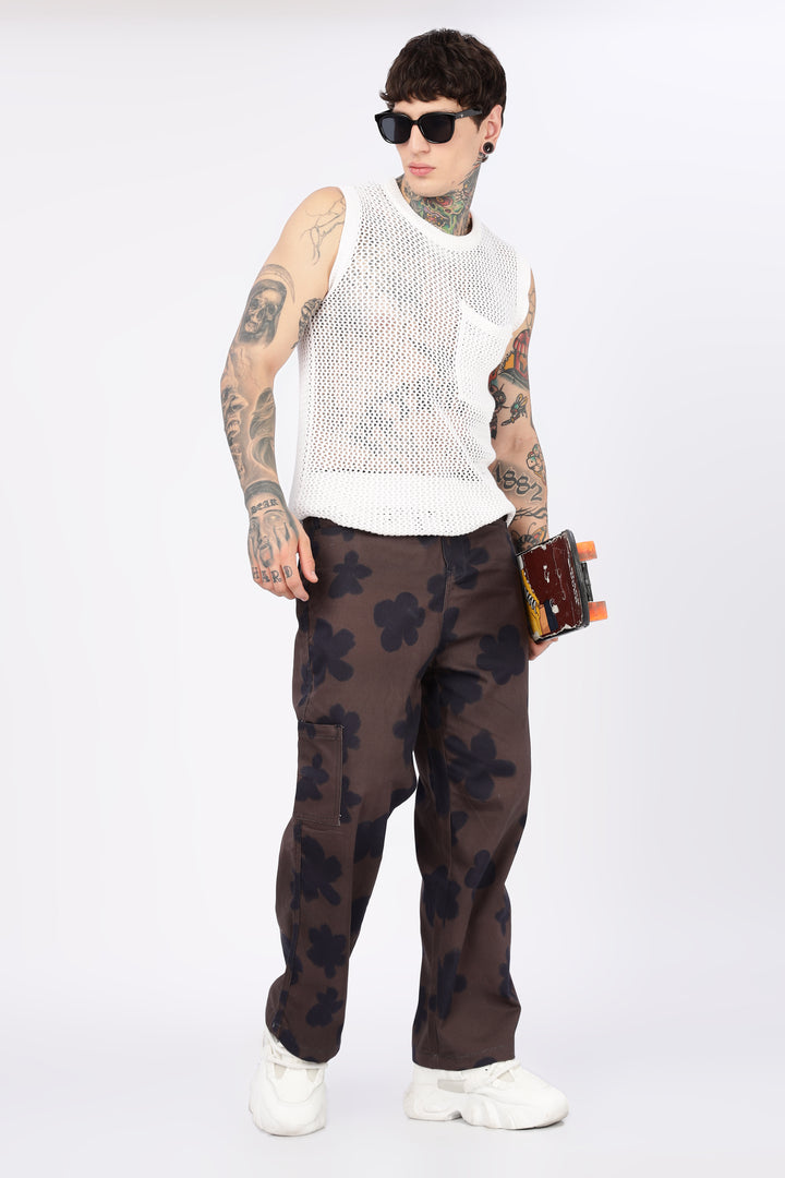 Floral Printed Baggy Cargo Pants