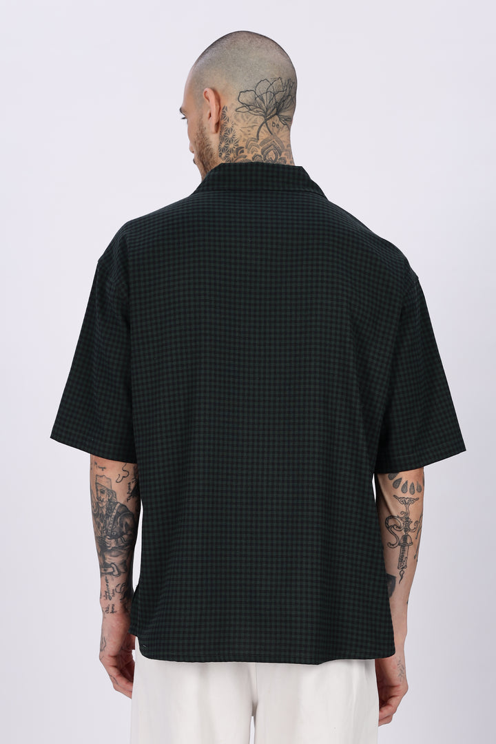 Plaid: Coconut Green Oversized Embroidery Shirt