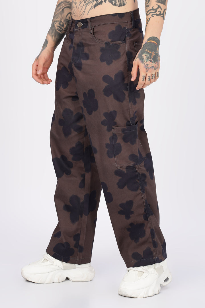 Floral Printed Baggy Cargo Pants