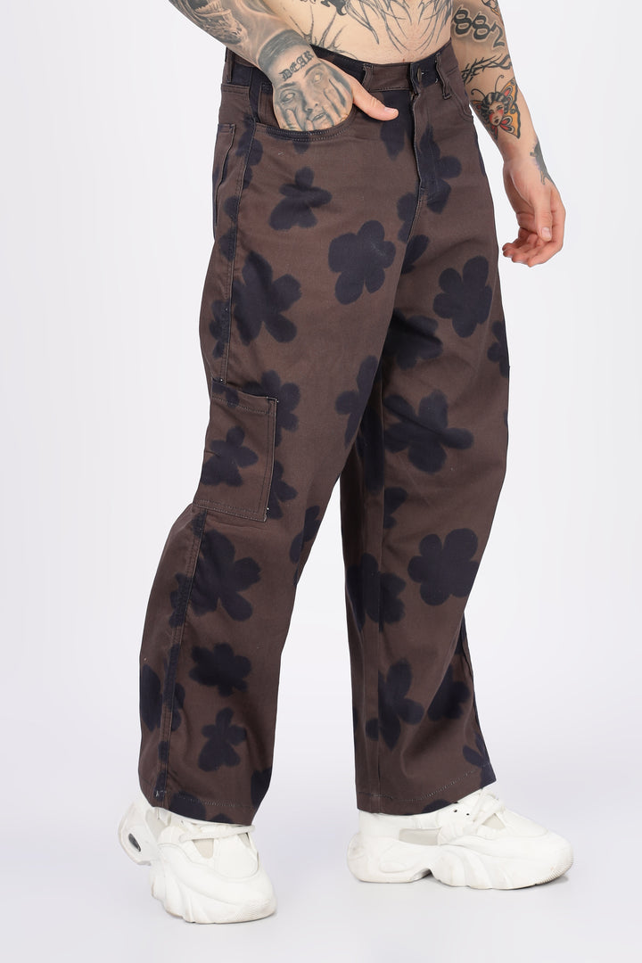 Floral Printed Baggy Cargo Pants