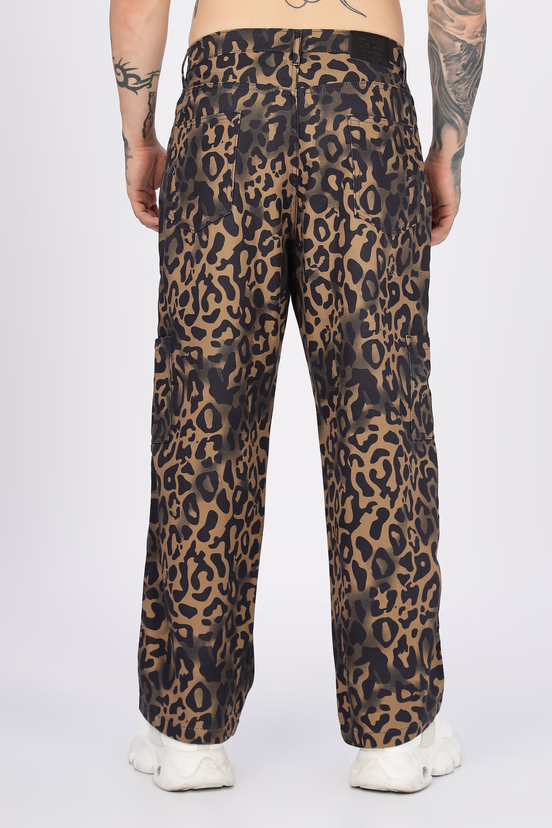 Animal Printed Twill Baggy Cargo Pants