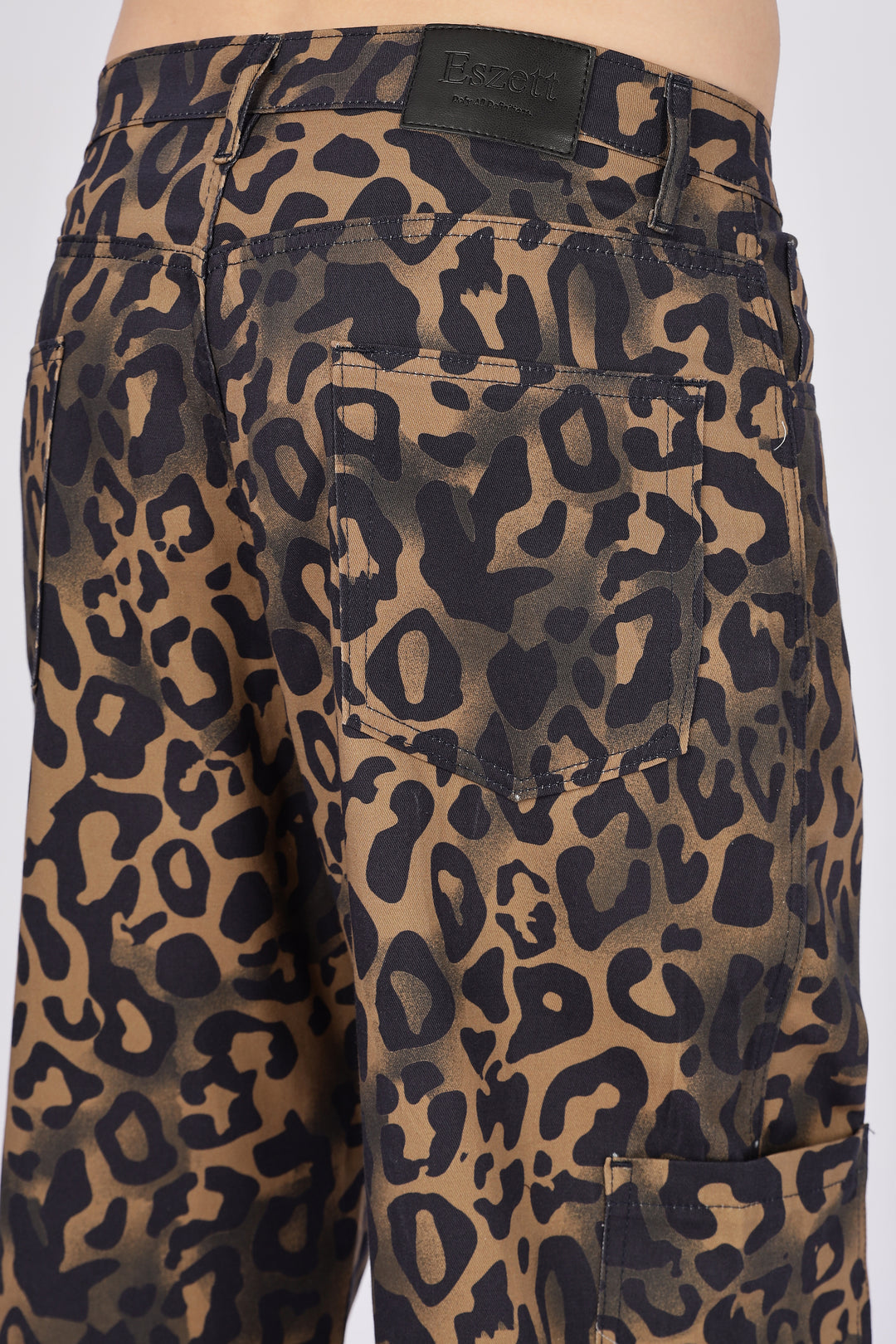 Animal Printed Twill Baggy Cargo Pants
