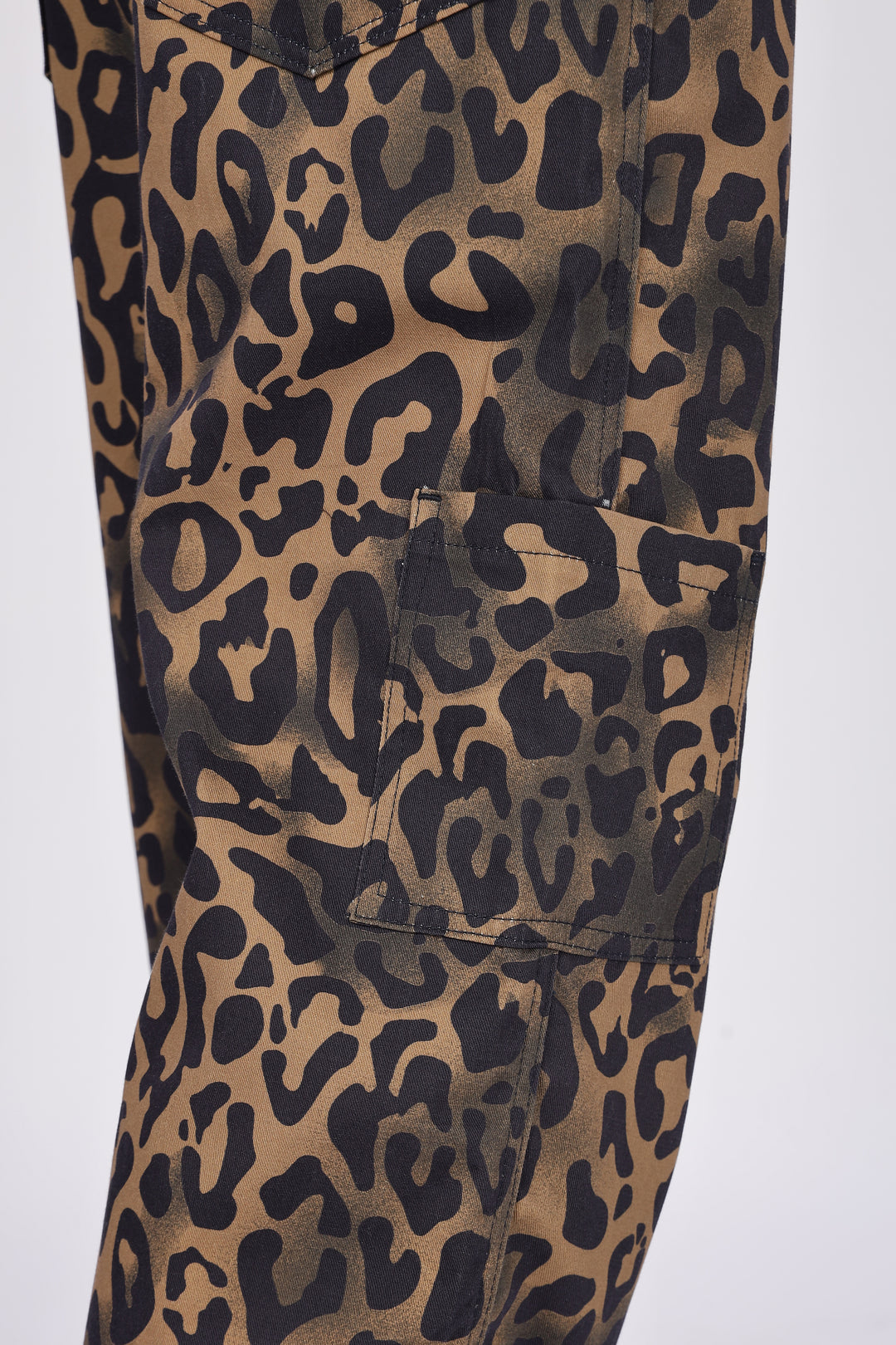 Animal Printed Twill Baggy Cargo Pants