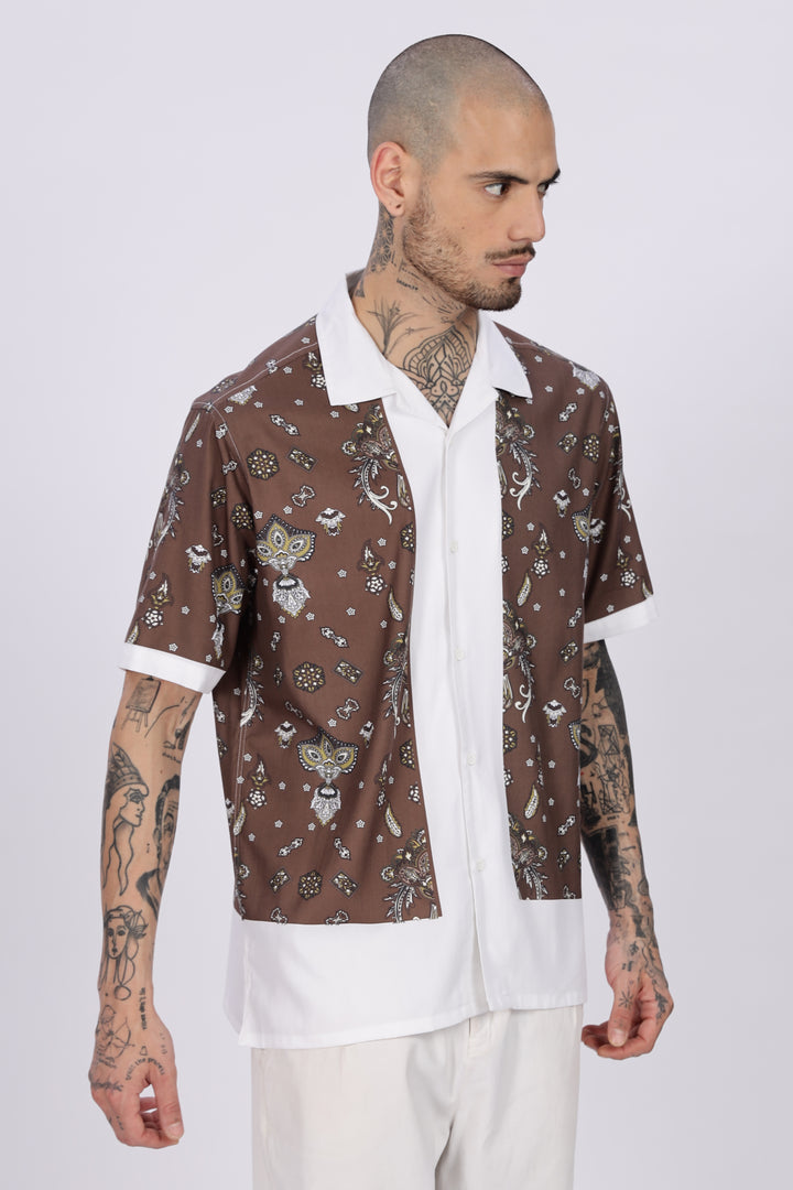 Bandana Block Printed Cuban Shirt