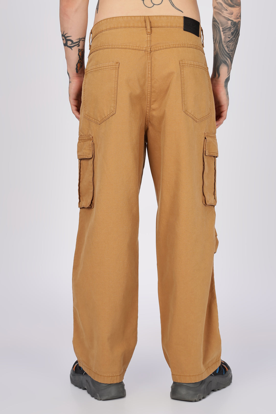 Canvas: Beige Baggy Stylish Cargo Pants