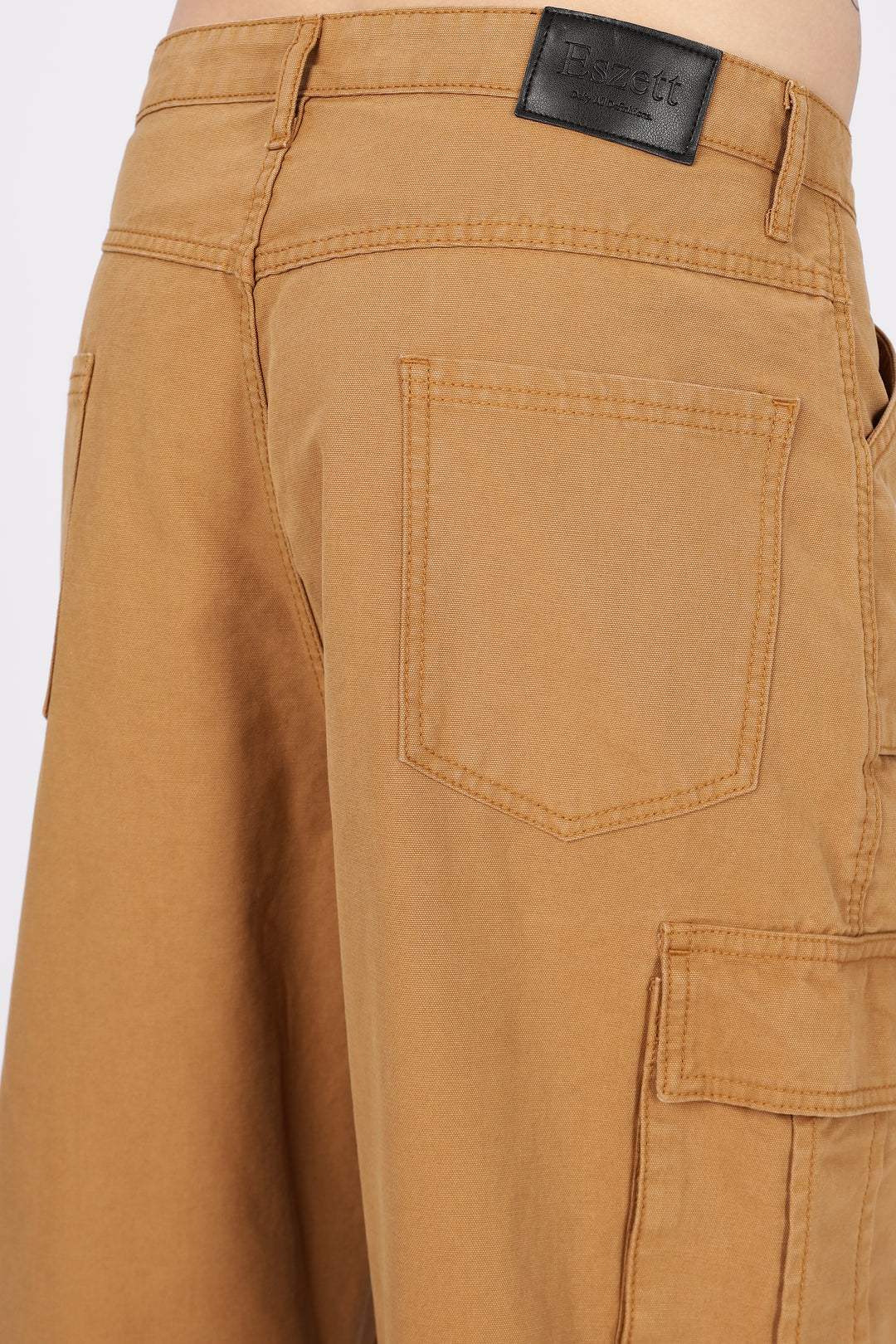 Canvas: Beige Baggy Stylish Cargo Pants