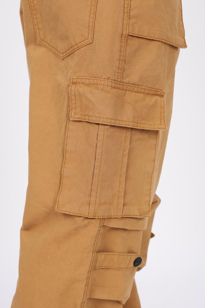 Canvas: Beige Baggy Stylish Cargo Pants