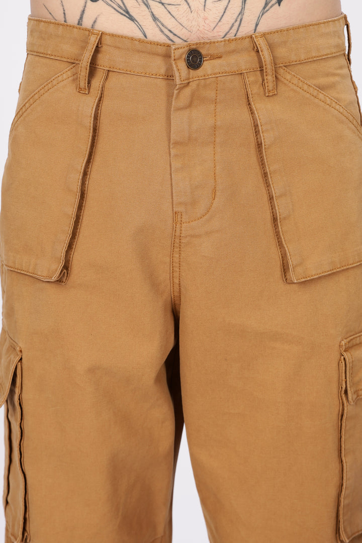 Canvas: Beige Baggy Stylish Cargo Pants