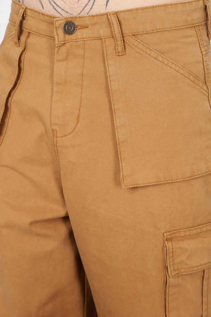 Canvas: Beige Baggy Stylish Cargo Pants