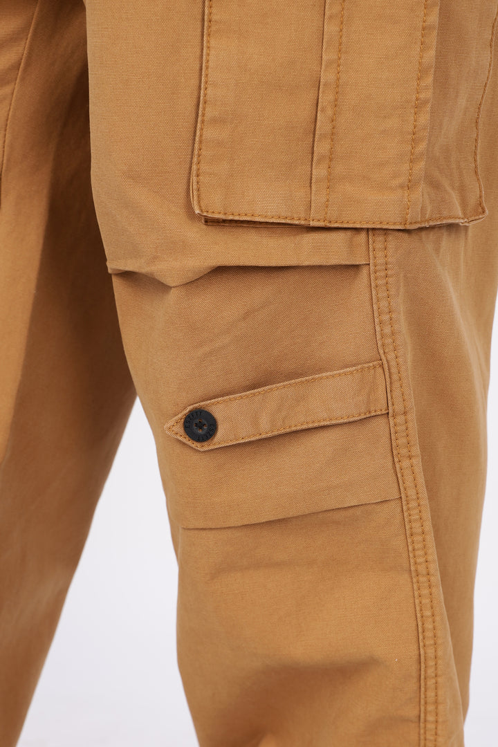 Canvas: Beige Baggy Stylish Cargo Pants