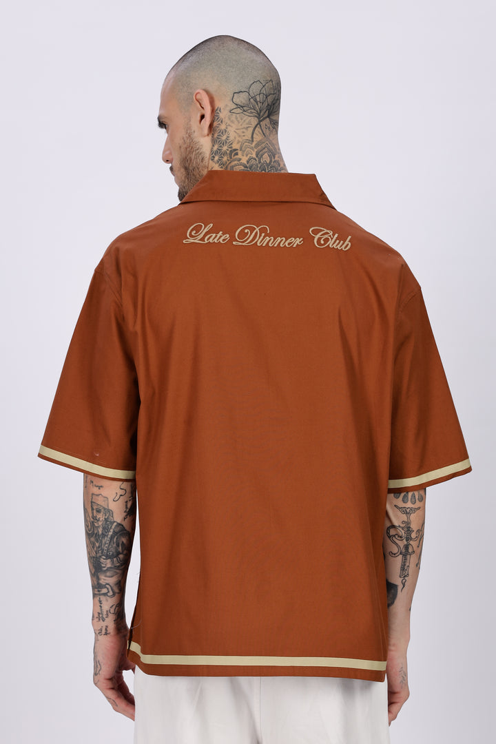 Late Dinner Club Brown Oversized Shirt