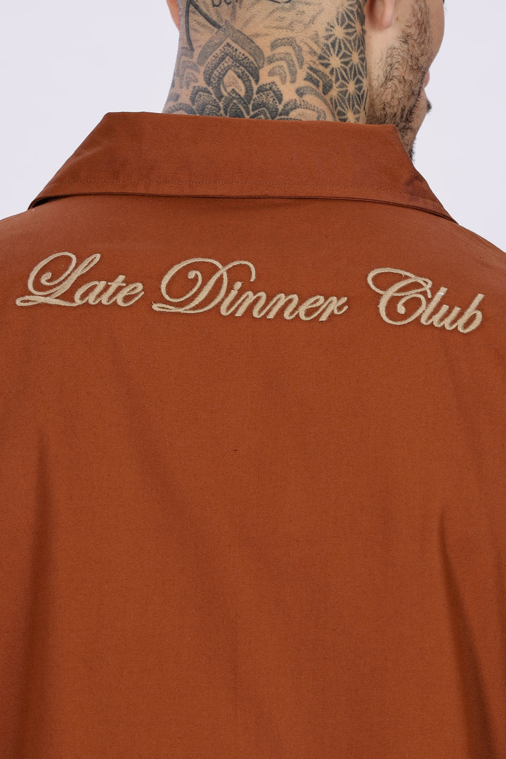 Late Dinner Club Brown Oversized Shirt