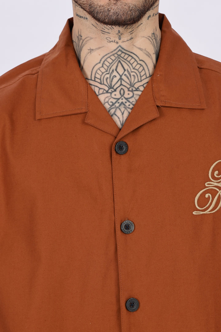 Late Dinner Club Brown Oversized Shirt