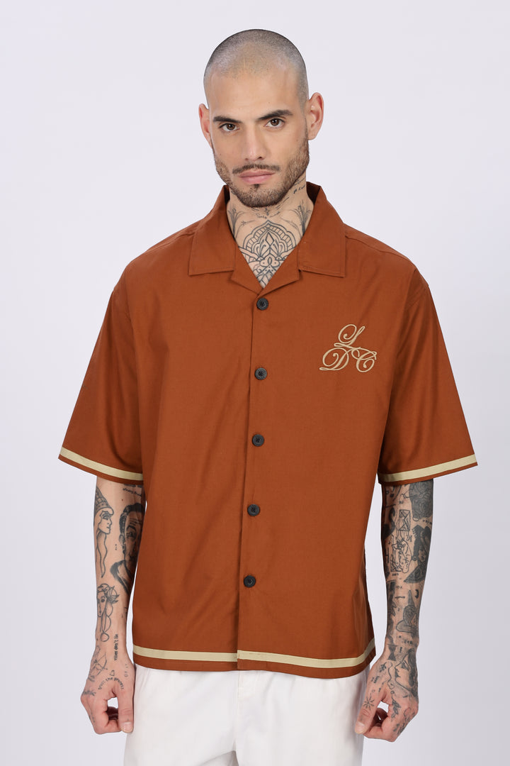 Late Dinner Club Brown Oversized Shirt