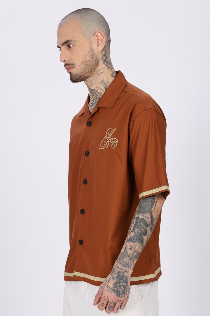 Late Dinner Club Brown Oversized Shirt