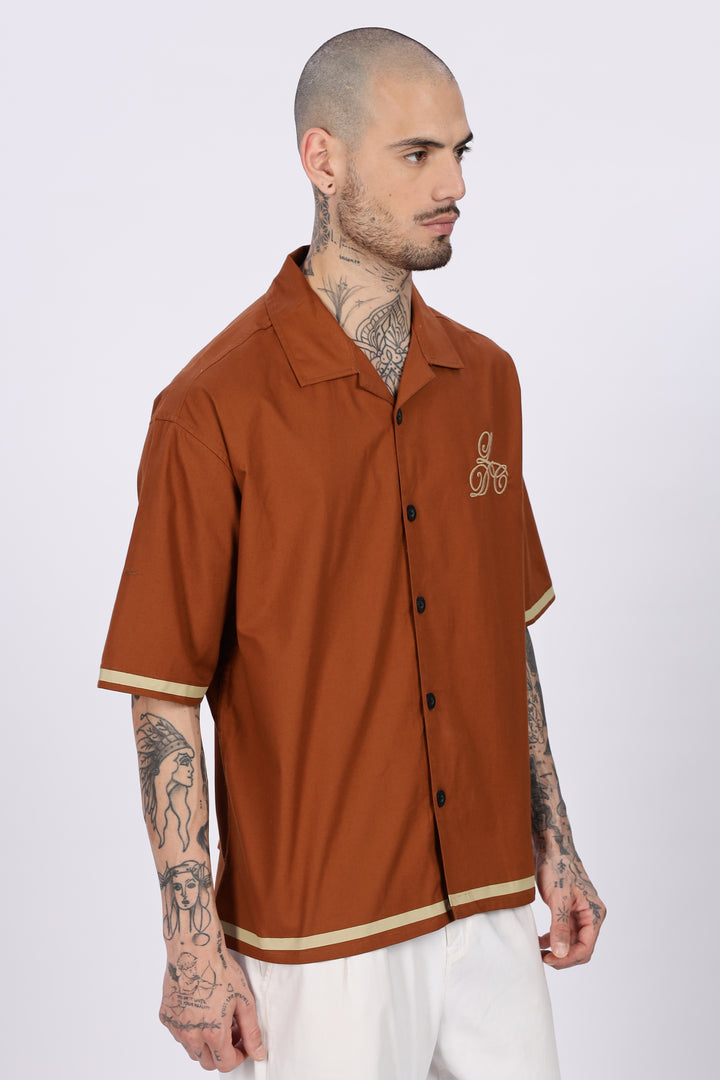 Late Dinner Club Brown Oversized Shirt