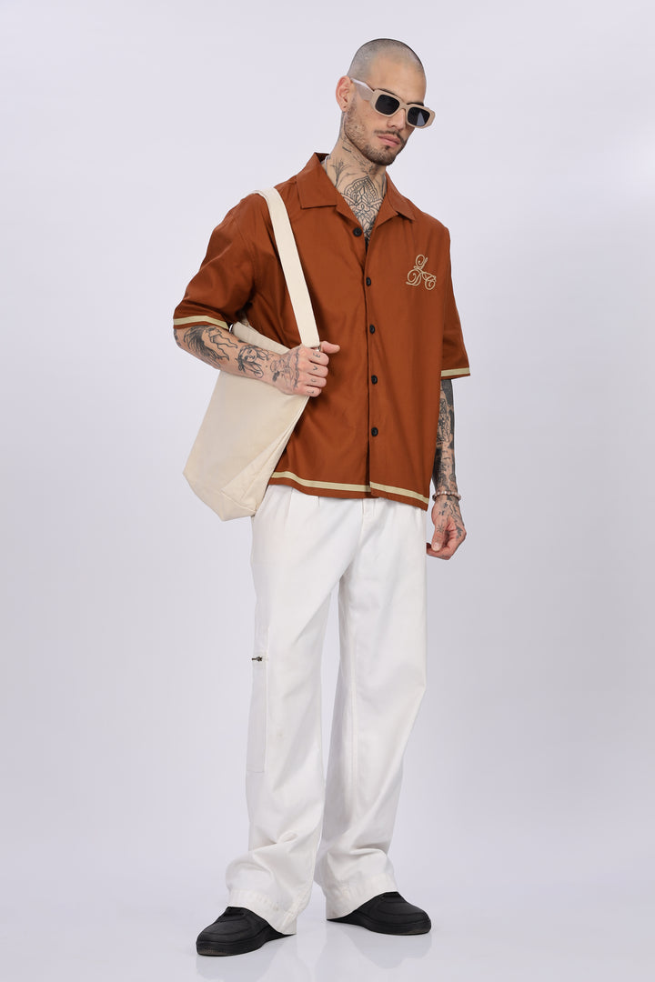 Late Dinner Club Brown Oversized Shirt