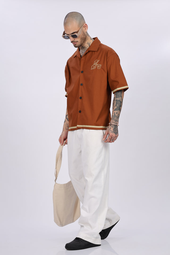 Late Dinner Club Brown Oversized Shirt