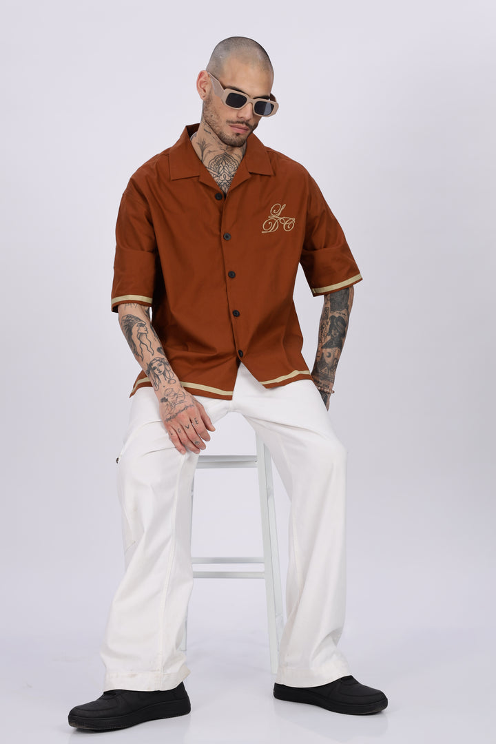 Late Dinner Club Brown Oversized Shirt