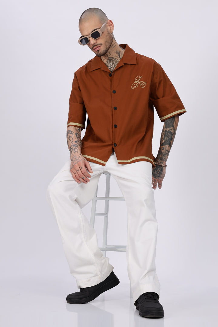 Late Dinner Club Brown Oversized Shirt