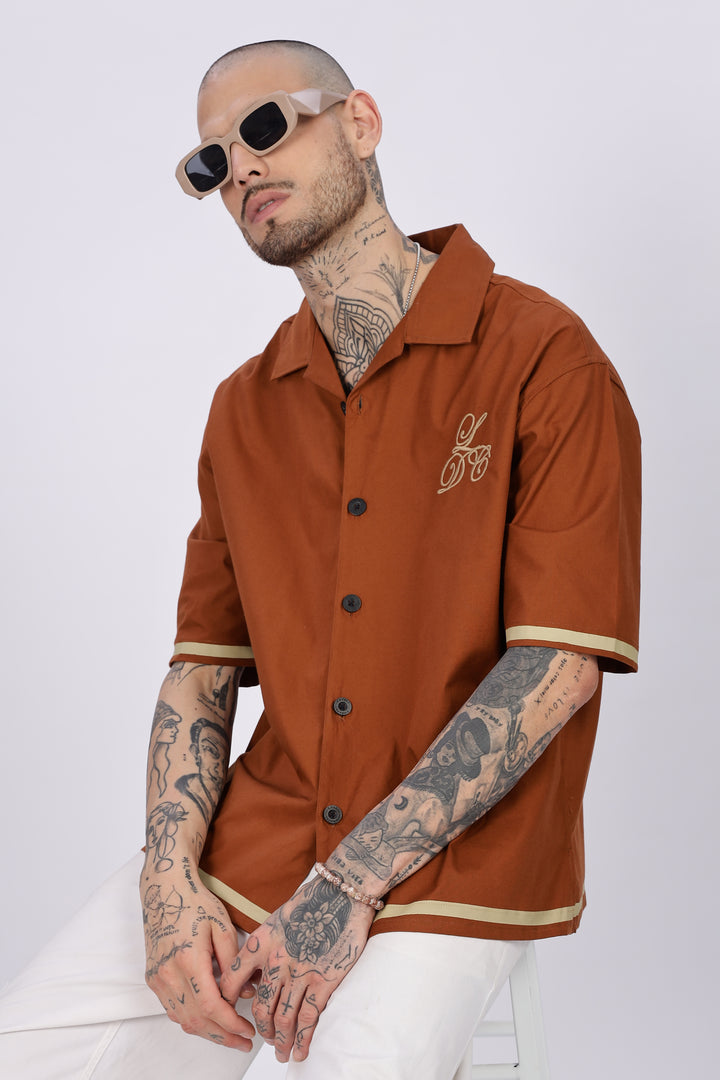 Late Dinner Club Brown Oversized Shirt