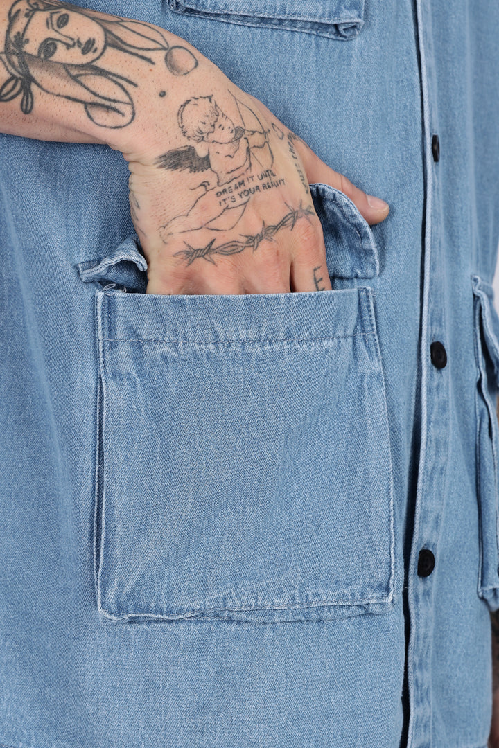 Denims: Ice Utility Oversized Shirt