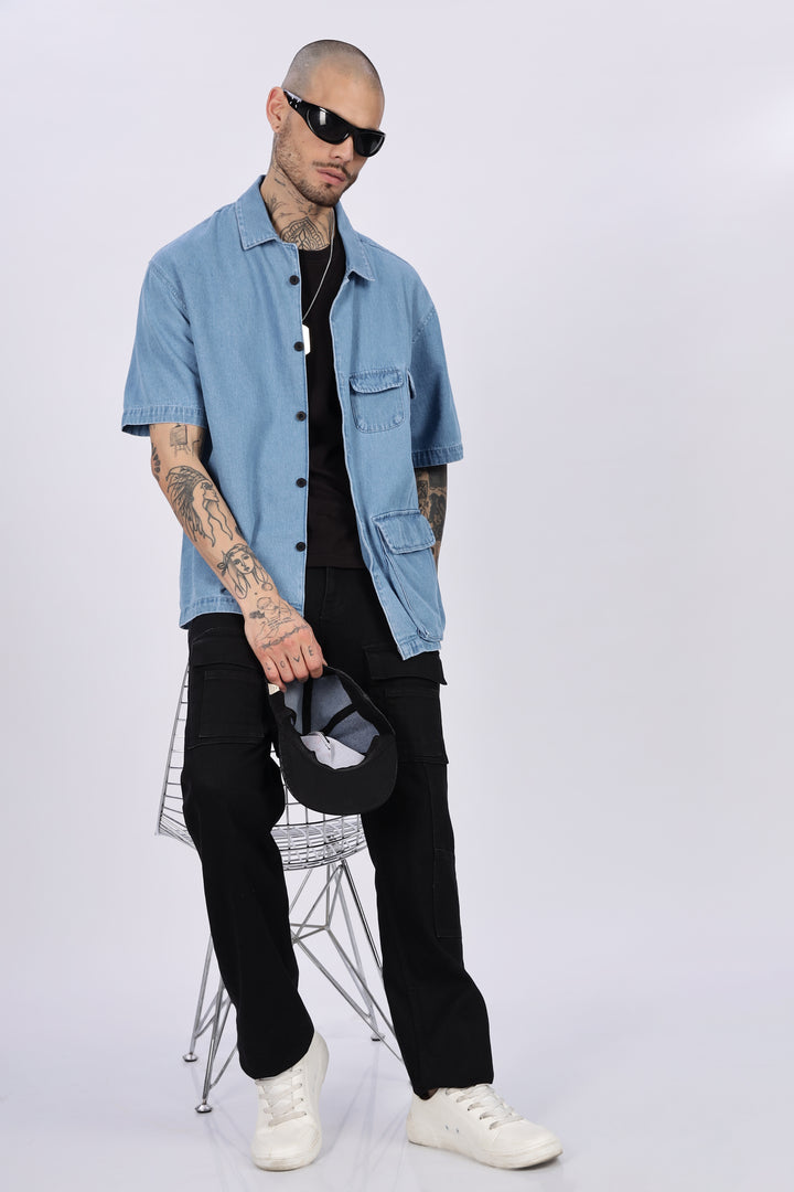 Denims: Multi Pocket Oversized Shirt