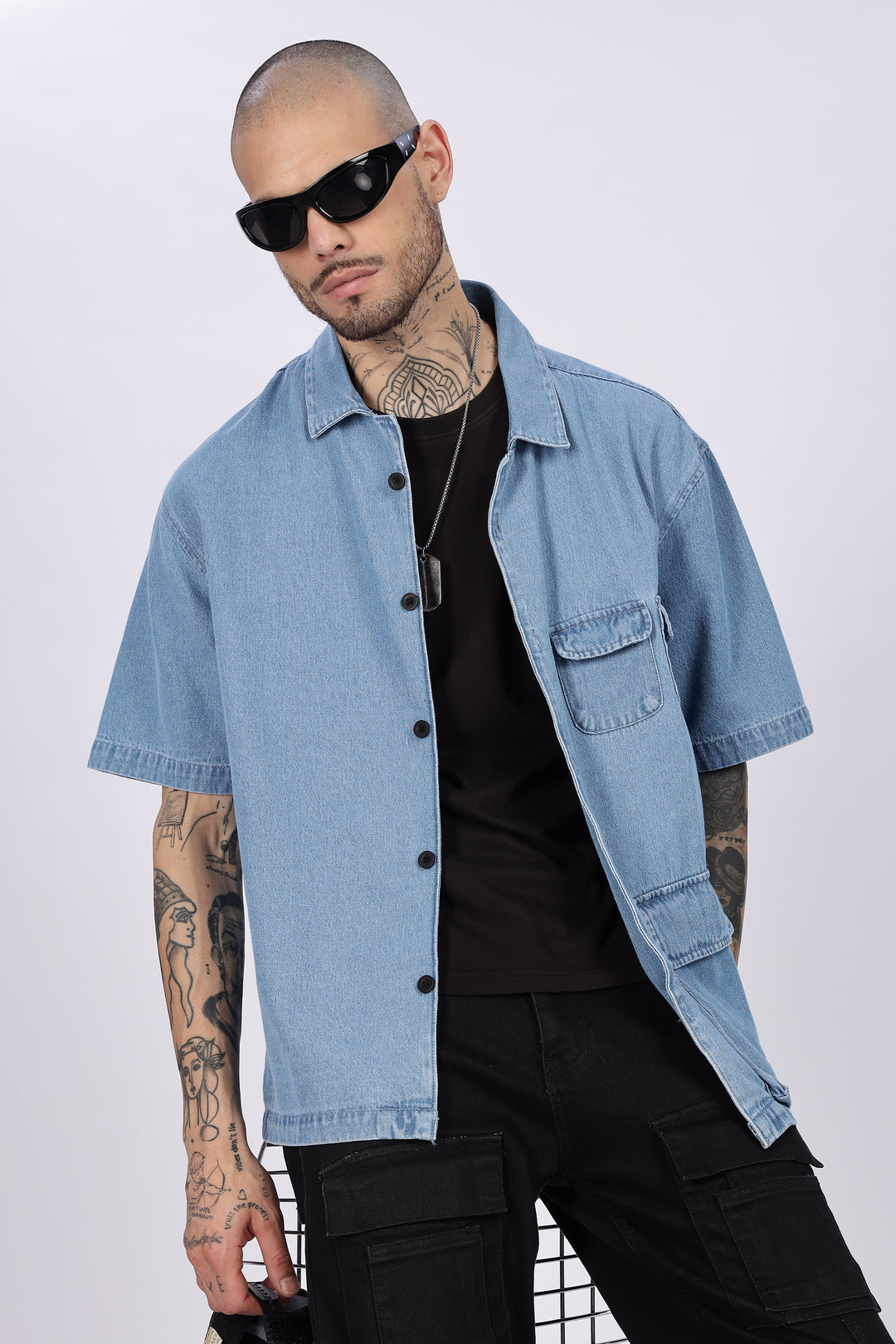 Denims: Multi Pocket Oversized Shirt