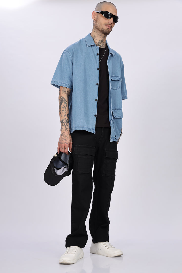 Denims: Multi Pocket Oversized Shirt