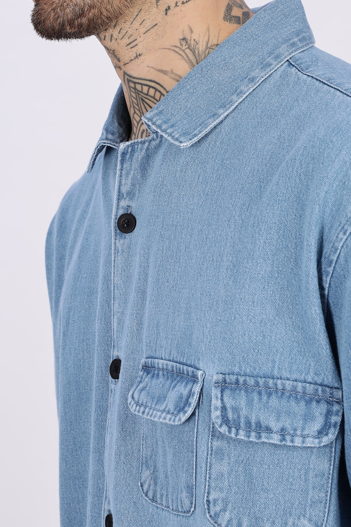 Denims: Multi Pocket Oversized Shirt