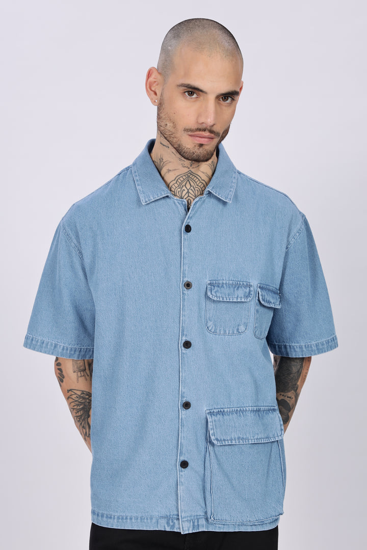 Denims: Multi Pocket Oversized Shirt