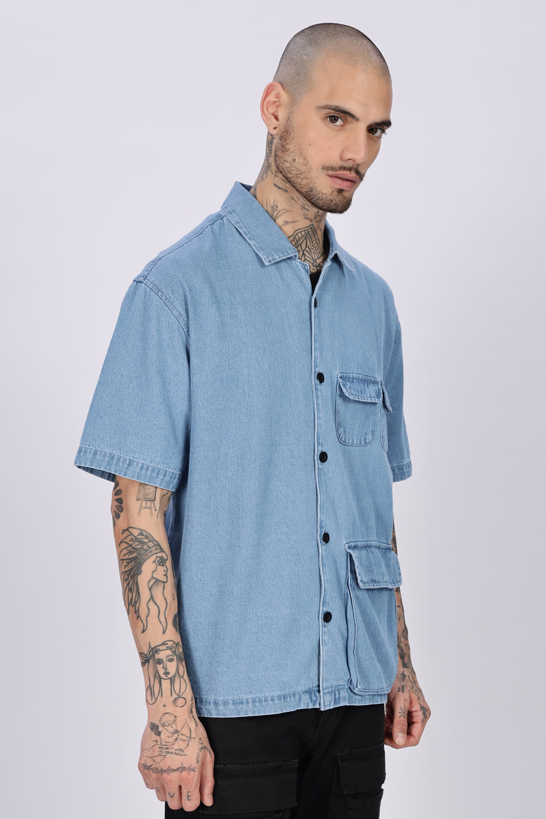 Denims: Multi Pocket Oversized Shirt