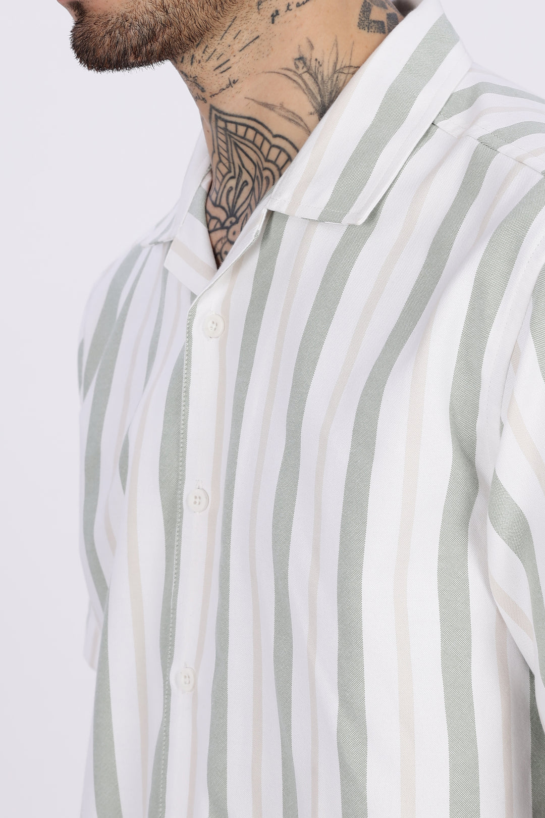 Stripes Car Embroidery Cuban Shirt